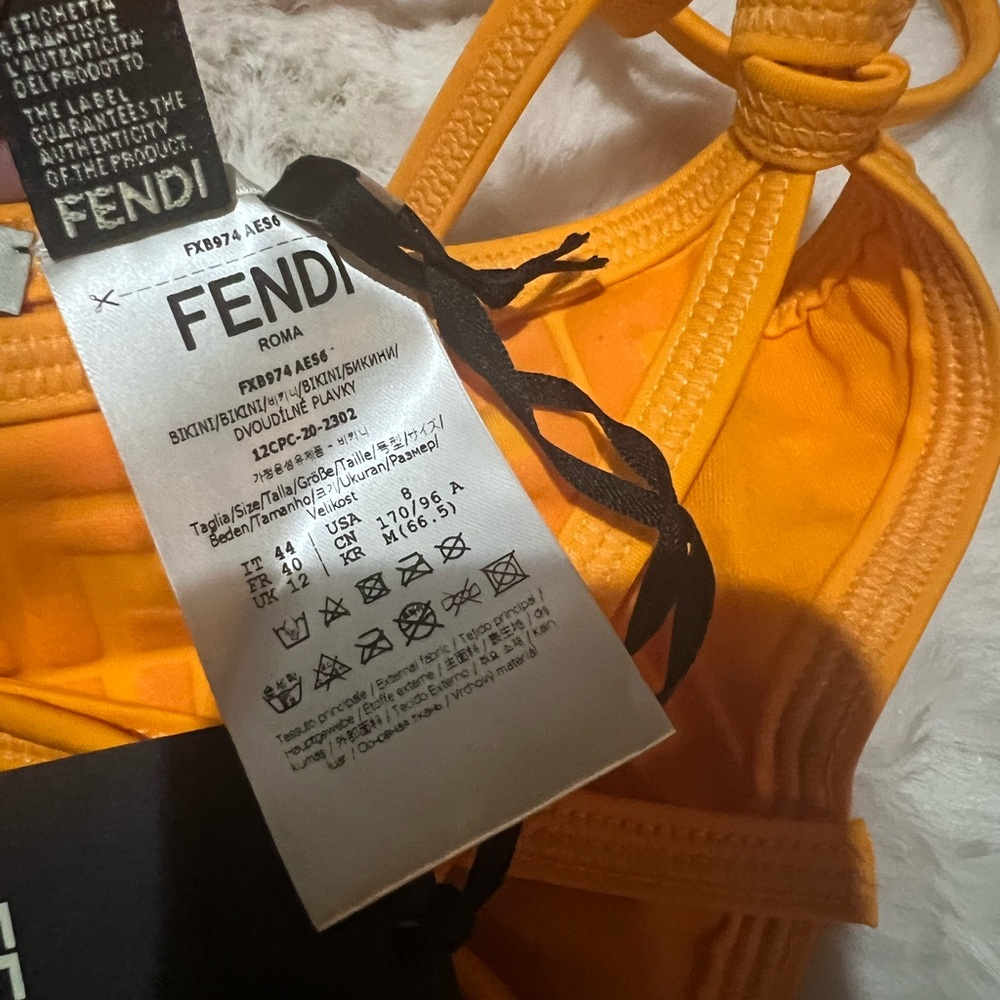 New Fendi FF embossed monogram forever Fendi Orange Triangle Bikini Set - Picture 6 of 11